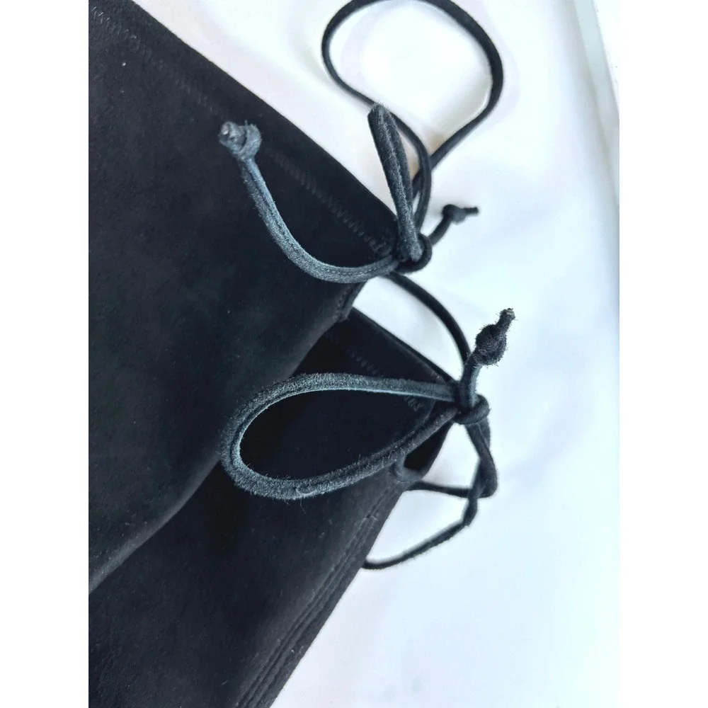 Stuart Weitzman Tieland Black Suede Over-The-Knee Block Heel Boots 7.5 M EUC